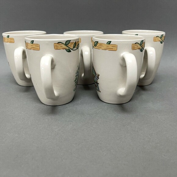 Thomson Pottery Cups Birdhouse Birds Heart Vine Border Lot of 5 - Picture 6 of 7